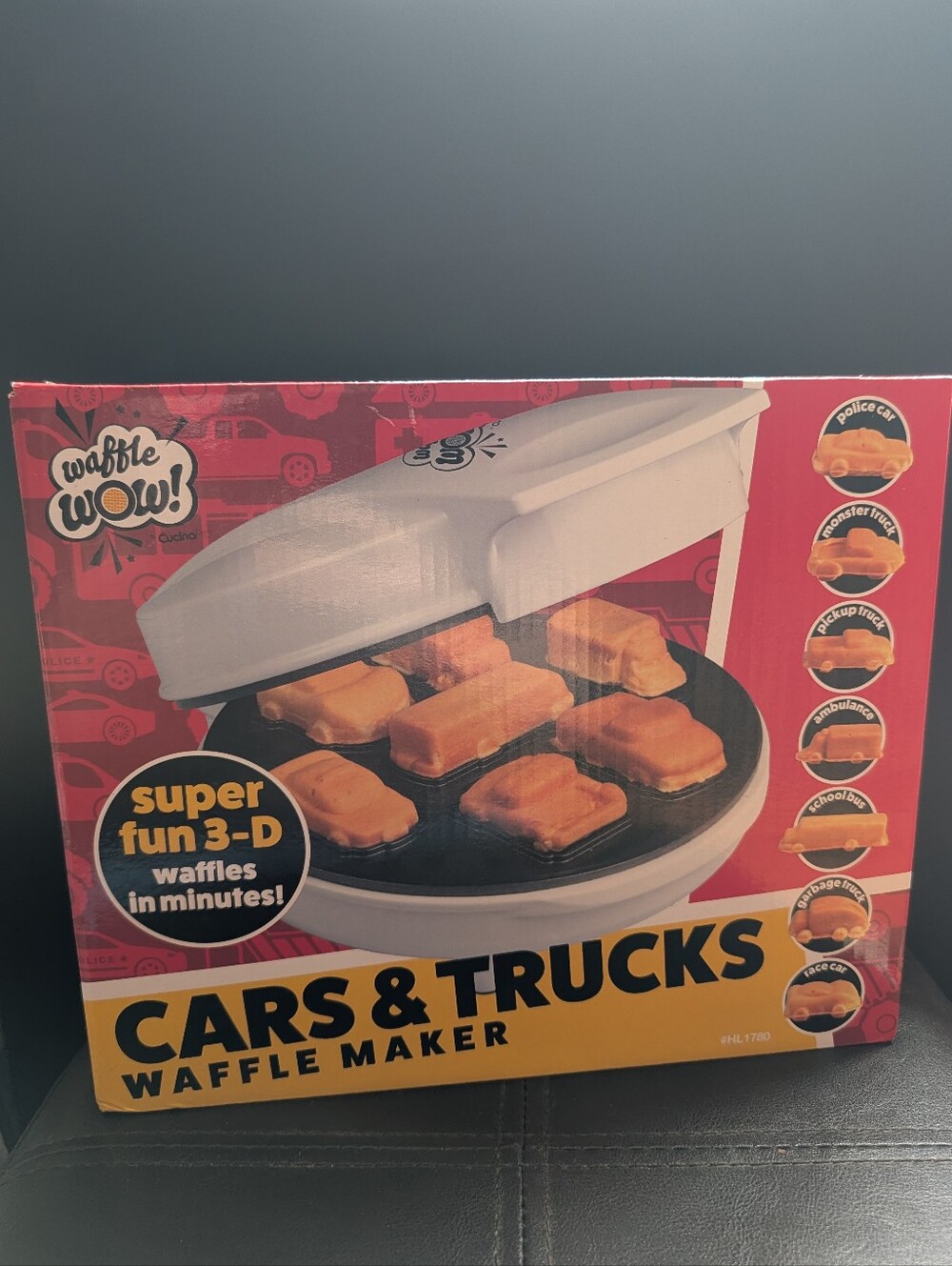 Waffle Wow Mini Car Waffle Maker Kids Make 7 Fun Different Race Cars Trucks NEW